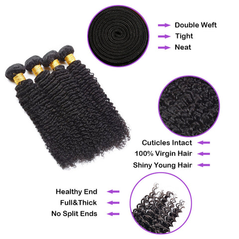Bundle Deals Deep Curly Virgin Human Hair Natural Black